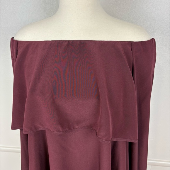 Scanlan Theodore Silk Off Shoulder Tiered Top Size S/M Bell Sleeves Boho Luxury - Picture 3 of 17